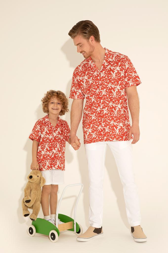 Erkek Çocuk Pudra Kısa Kollu Gömlek