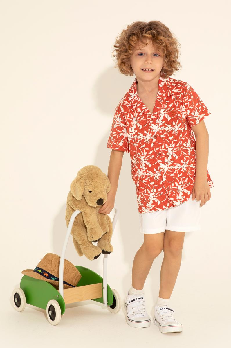 Erkek Çocuk Pudra Kısa Kollu Gömlek