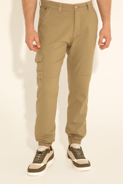 Erkek Jogger Fit Haki Kanvas Pantolon