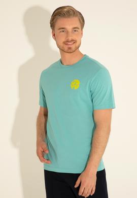 Erkek Regular Fit Bisiklet Yaka Mint Tişört - 50287037011