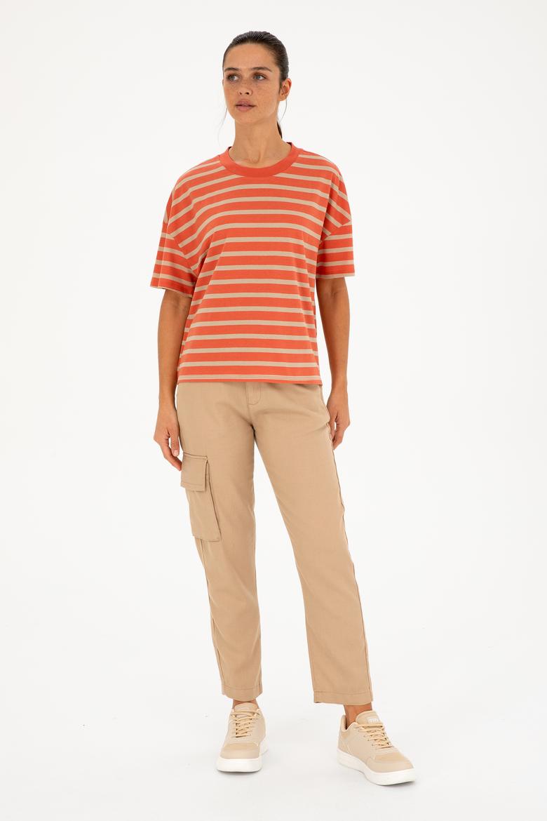 Kadın Pudra Bisiklet Yaka Tişört - 50285841031