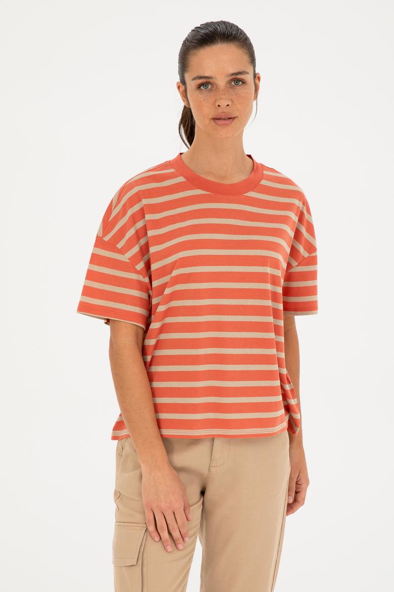 Kadın Pudra Bisiklet Yaka Tişört