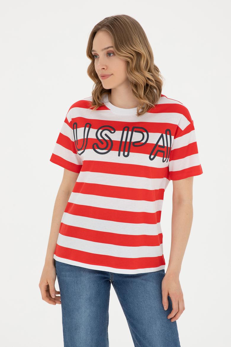 Kadın Kırmızı Bisiklet Yaka Tişört