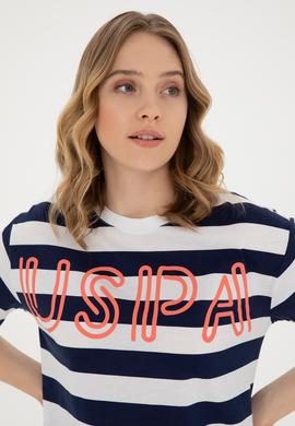 Kadın Lacivert Bisiklet Yaka Tişört - 50285851011