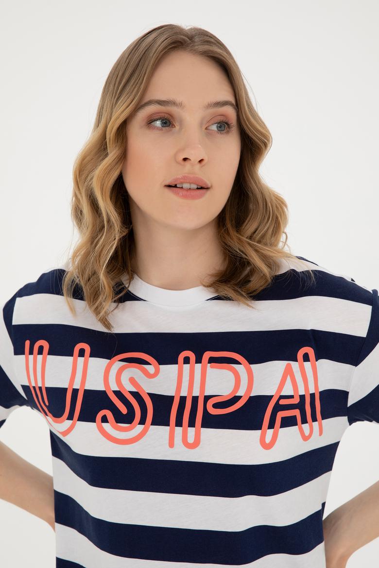 Kadın Lacivert Bisiklet Yaka Tişört - 50285851011