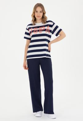 Kadın Lacivert Bisiklet Yaka Tişört - 50285851011