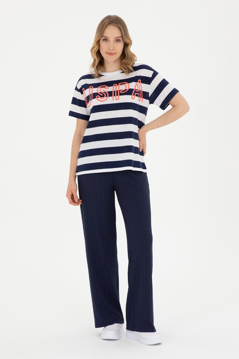 Kadın Lacivert Bisiklet Yaka Tişört - 50285851011