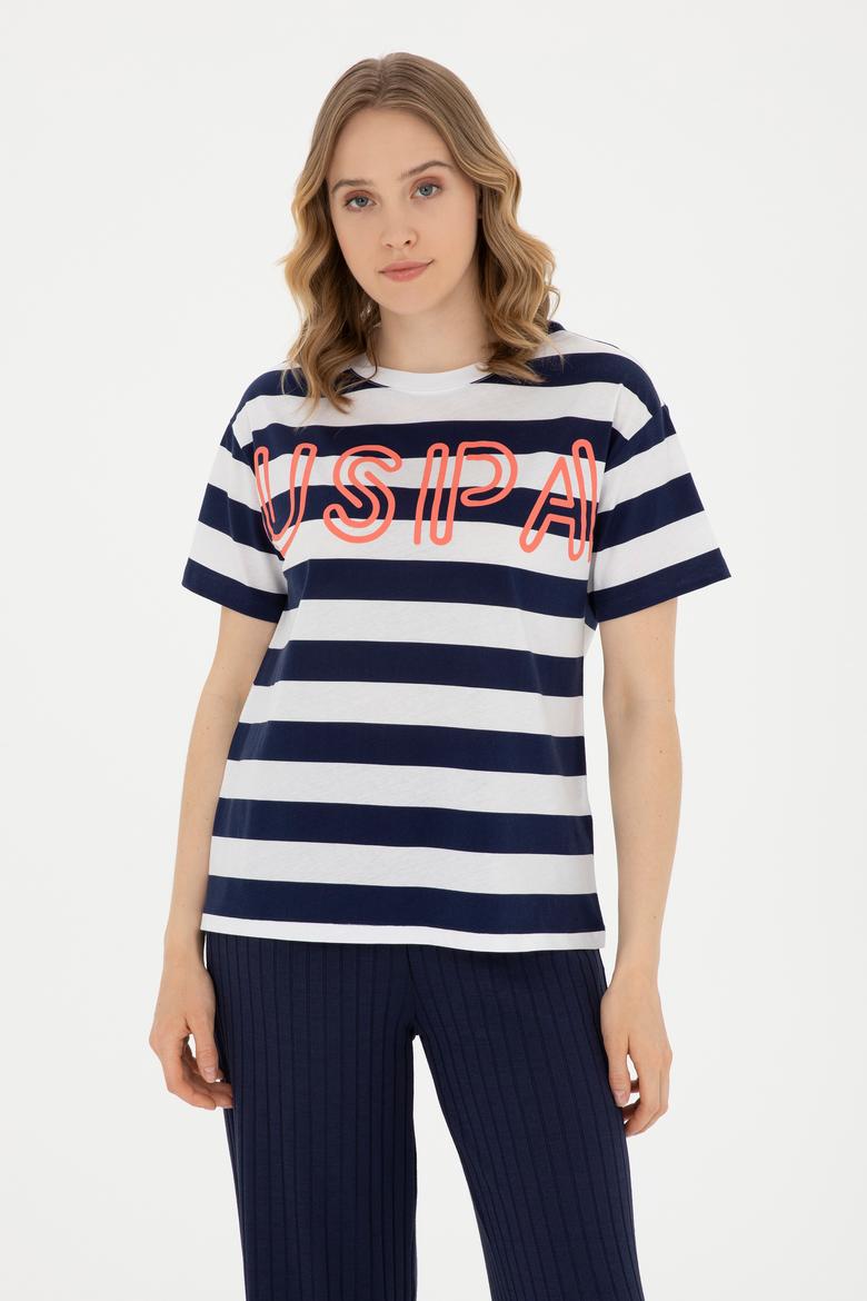 Kadın Lacivert Bisiklet Yaka Tişört