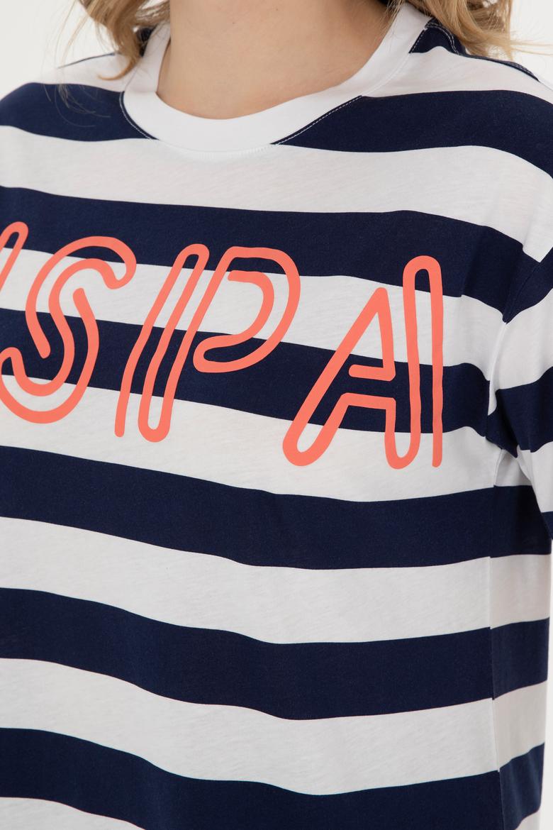 Kadın Lacivert Bisiklet Yaka Tişört - 50285851011