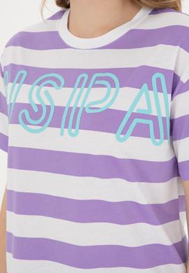 Kadın Lila Bisiklet Yaka Tişört - 50285851025