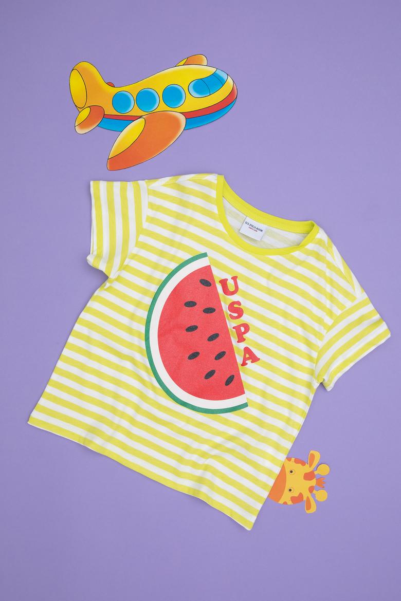 Kız Çocuk Fıstık Yeşili Bisiklet Yaka Tişört