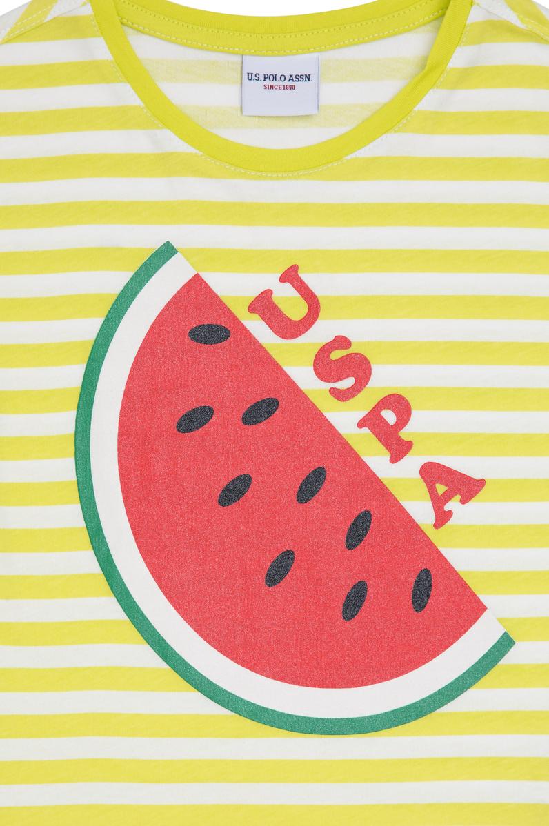 Kız Çocuk Fıstık Yeşili Bisiklet Yaka Tişört