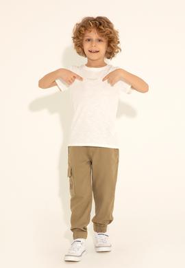 Erkek Çocuk Ekru Bisiklet Yaka Tişört - 50281051034