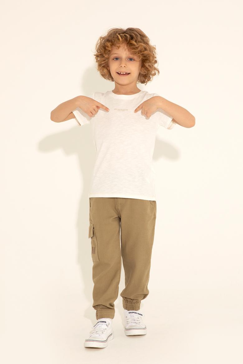 Erkek Çocuk Ekru Bisiklet Yaka Tişört - 50281051034