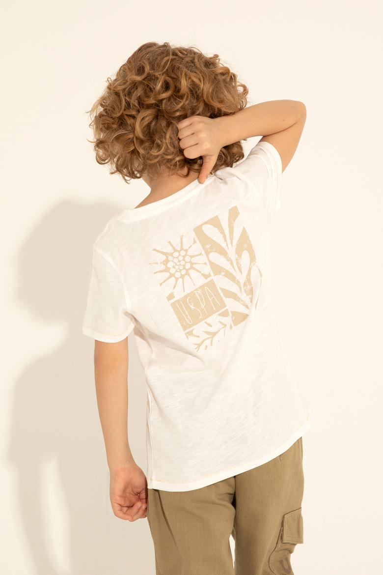 Erkek Çocuk Ekru Bisiklet Yaka Tişört - 50281051034