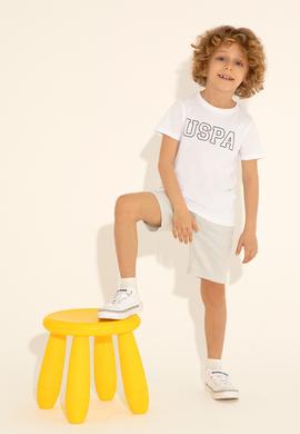 Erkek Çocuk Beyaz Basic Bisiklet Yaka Tişört - 50284818013