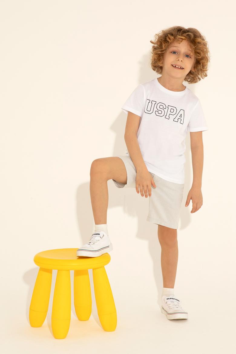 Erkek Çocuk Beyaz Basic Bisiklet Yaka Tişört - 50284818013