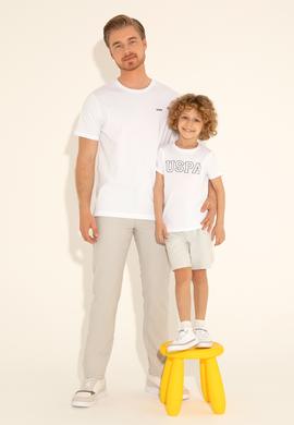 Erkek Çocuk Beyaz Basic Bisiklet Yaka Tişört - 50284818013