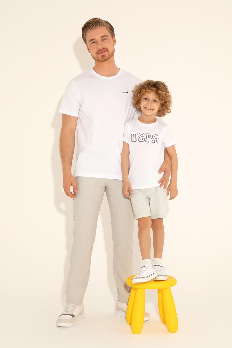 Erkek Çocuk Beyaz Basic Bisiklet Yaka Tişört