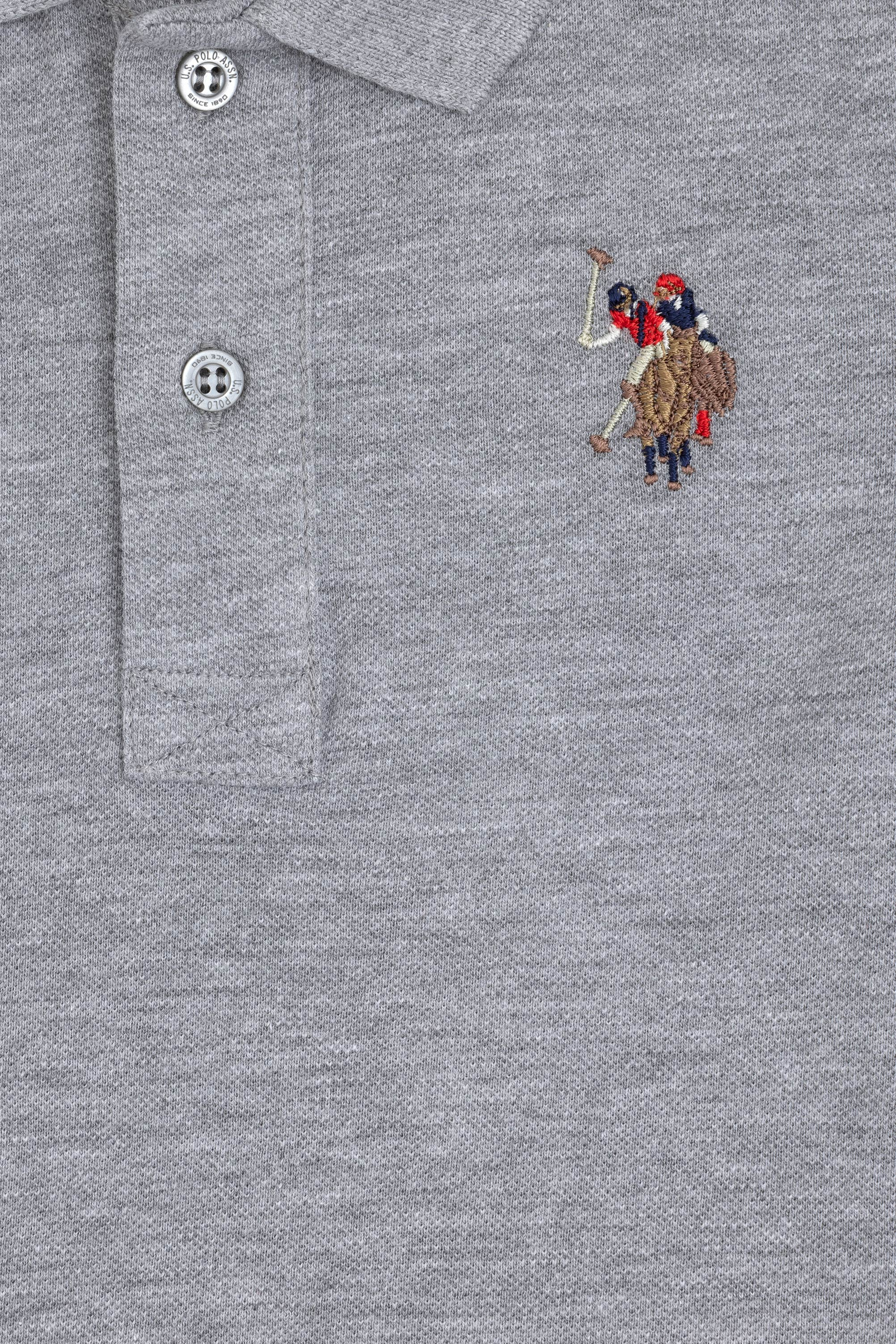 Erkek Çocuk Gri Melanj Basic Polo Yaka Tişört - Image 5