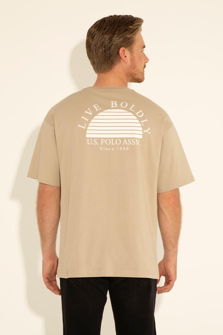 Erkek Comfort Fit Bisiklet Yaka Açık Haki Tişört - 50281566001