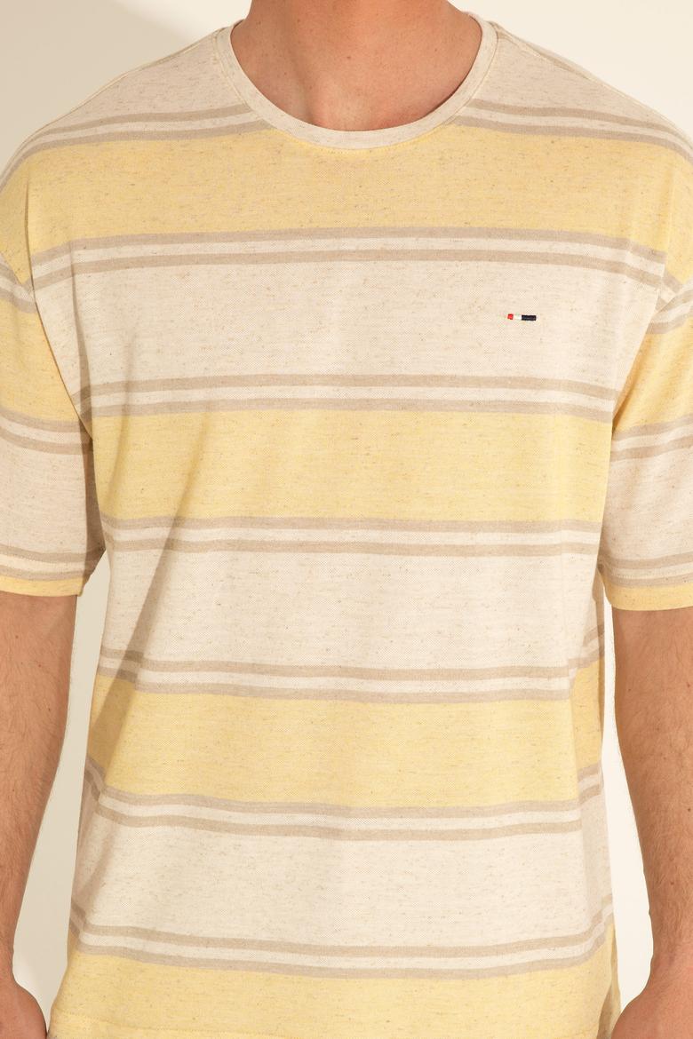 Erkek Comfort Fit Bisiklet Yaka Safran Tişört - 50282106081