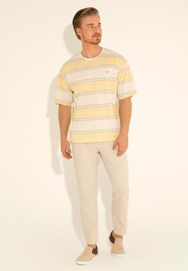 Erkek Comfort Fit Bisiklet Yaka Safran Tişört - 50282106081