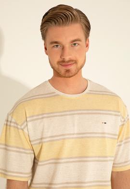 Erkek Comfort Fit Bisiklet Yaka Safran Tişört - 50282106081