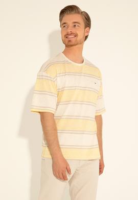 Erkek Comfort Fit Bisiklet Yaka Safran Tişört - 50282106081