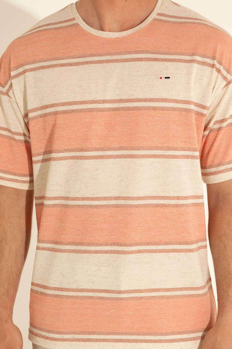 Erkek Comfort Fit Bisiklet Yaka Somon Tişört