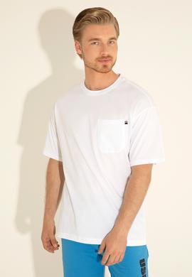 Erkek Comfort Fit Bisiklet Yaka Beyaz Tişört - 50287062001