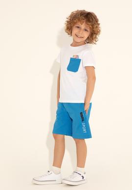 Erkek Çocuk Beyaz Bisiklet Yaka Tişört - 50288449033