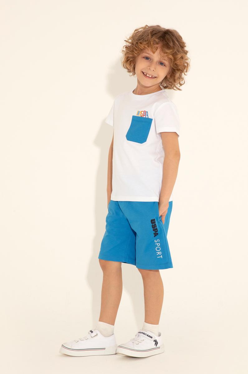 Erkek Çocuk Beyaz Bisiklet Yaka Tişört