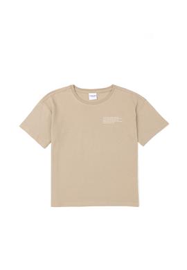 Erkek Çocuk Açık Haki Oversize Bisiklet Yaka Tişört - 50281570019