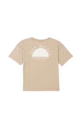 Erkek Çocuk Açık Haki Oversize Bisiklet Yaka Tişört - 50281570019