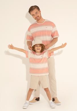 Erkek Çocuk Somon Oversize Bisiklet Yaka Tişört - 50282107013