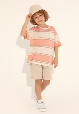 Erkek Çocuk Somon Oversize Bisiklet Yaka Tişört - 50282107013