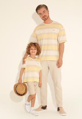 Erkek Çocuk Safran Oversize Bisiklet Yaka Tişört - 50282107044