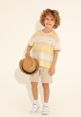 Erkek Çocuk Safran Oversize Bisiklet Yaka Tişört - 50282107044