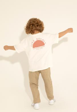 Erkek Çocuk Ekru Bisiklet Yaka Tişört - 50281570010