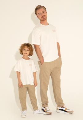 Erkek Çocuk Ekru Bisiklet Yaka Tişört - 50281570010