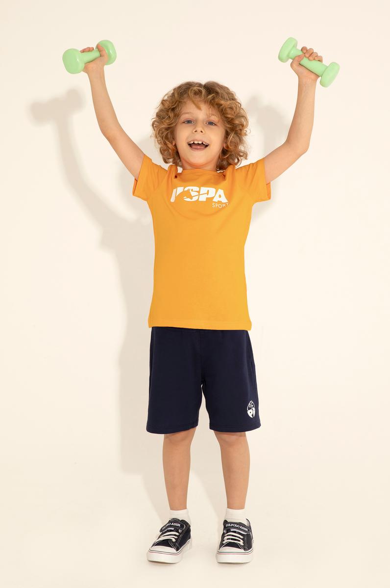 Erkek Çocuk Turuncu Bisiklet Yaka Tişört