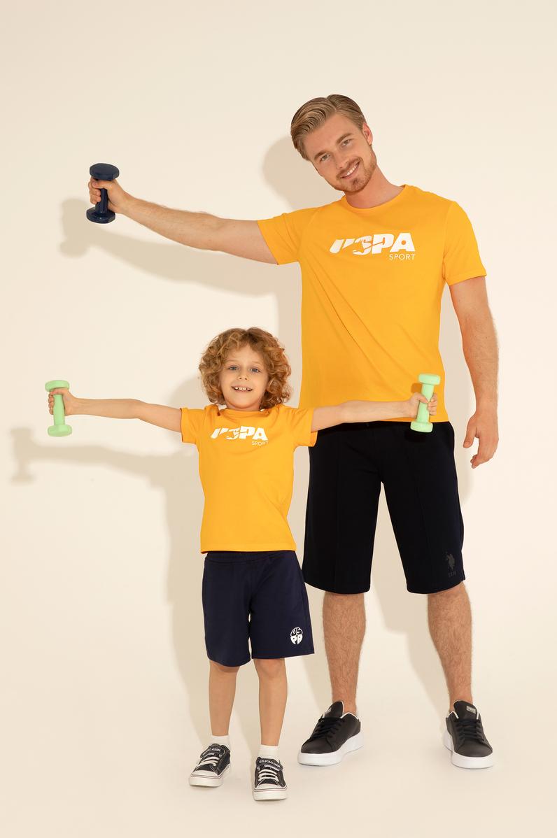 Erkek Çocuk Turuncu Bisiklet Yaka Tişört