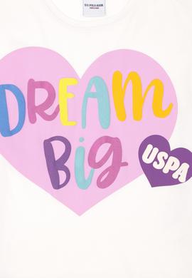 Kız Çocuk Ekru Bisiklet Yaka Tişört - 50288444002