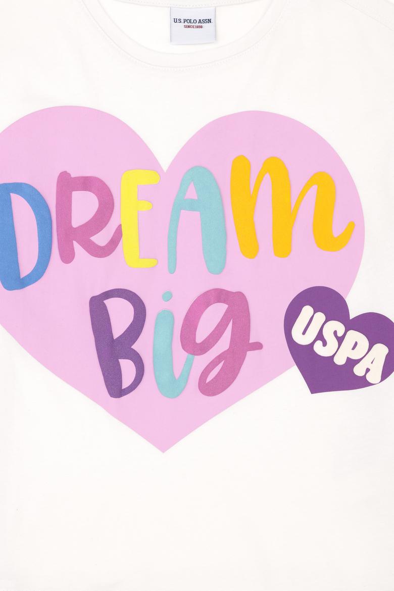 Kız Çocuk Ekru Bisiklet Yaka Tişört - 50288444002