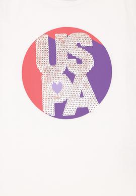 Kız Çocuk Ekru Bisiklet Yaka Tişört - 50288455012