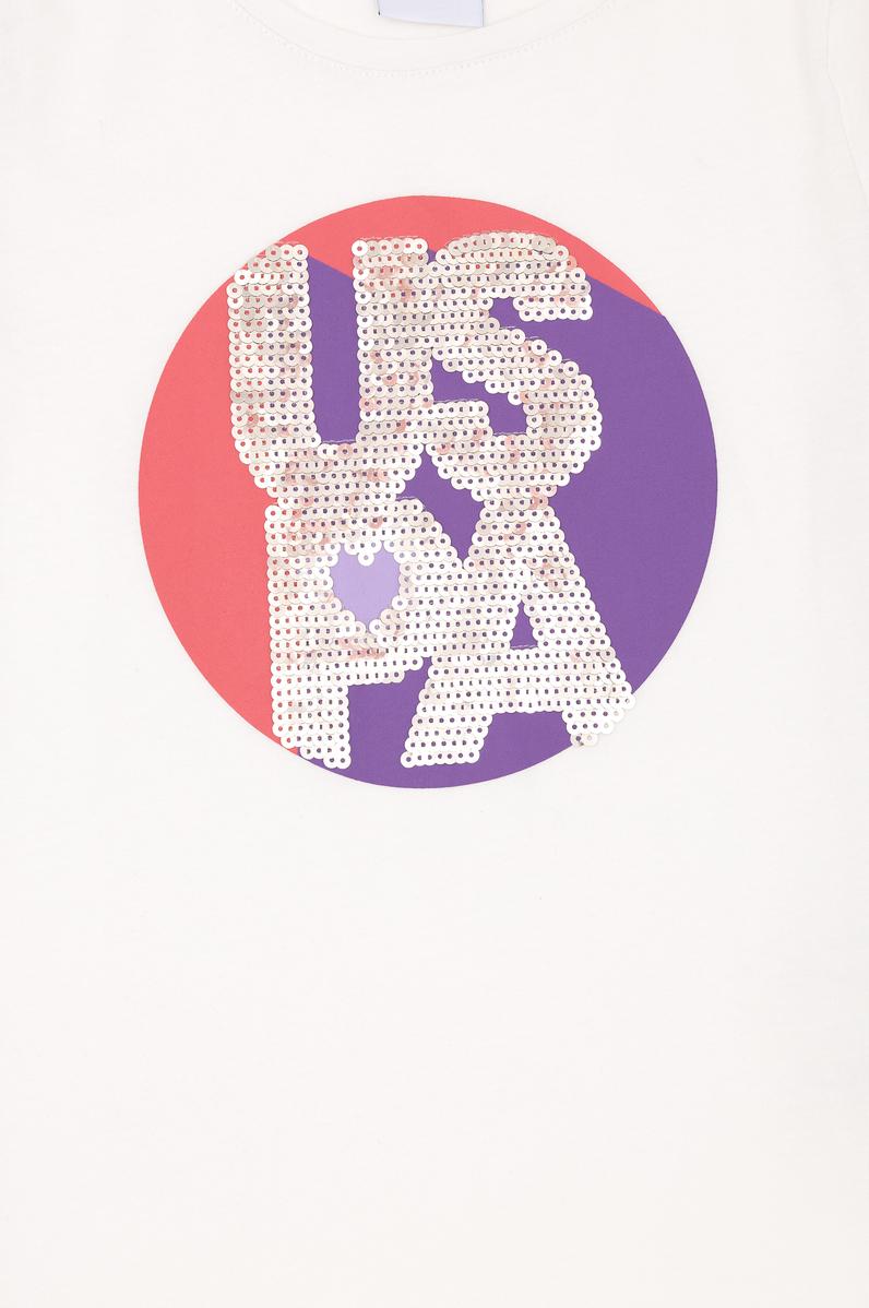 Kız Çocuk Ekru Bisiklet Yaka Tişört