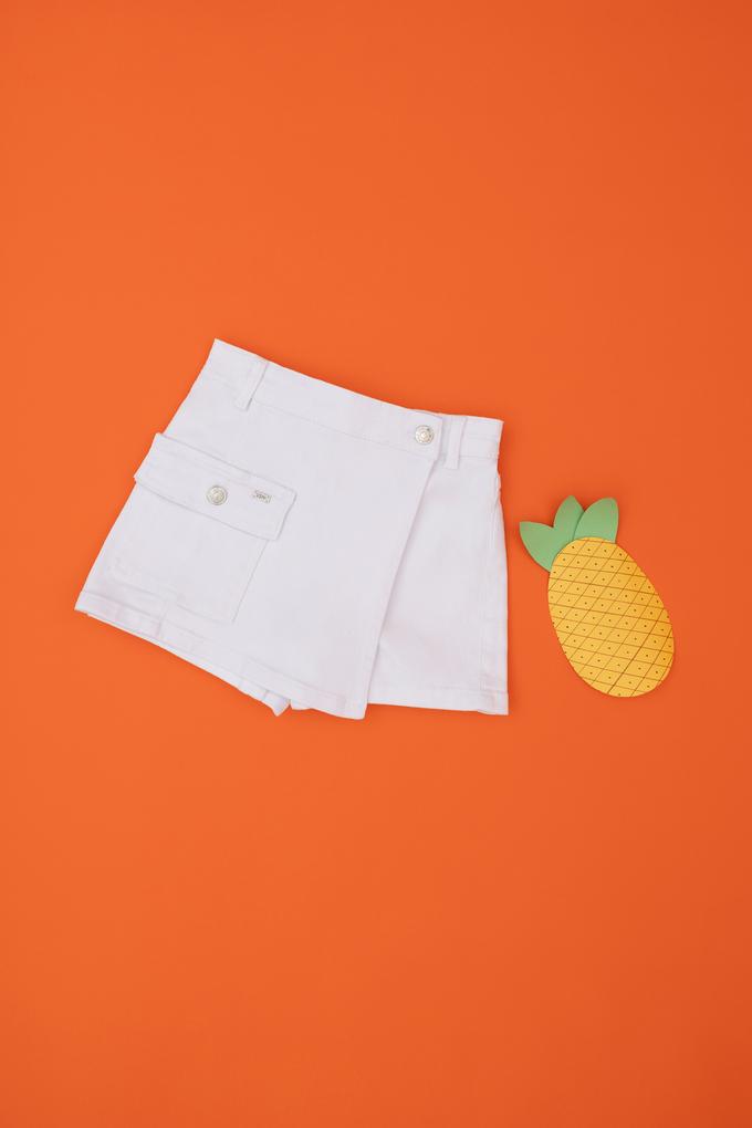 Kız Çocuk Beyaz Jean Şort