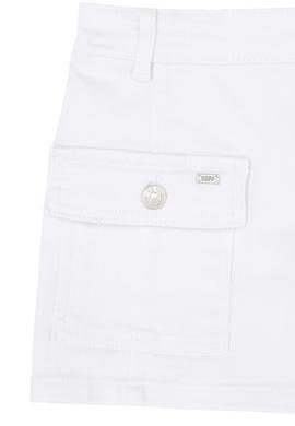 Kız Çocuk Beyaz Jean Şort - 50283899001