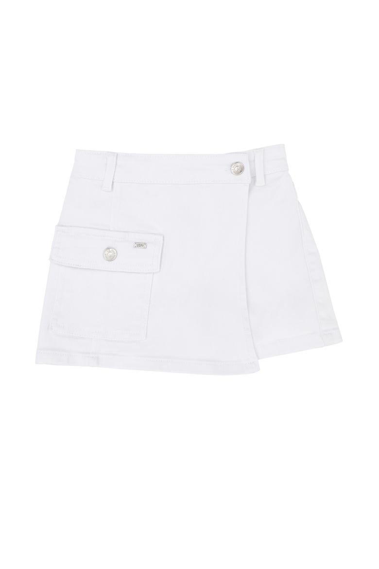 Kız Çocuk Beyaz Jean Şort - 50283899001